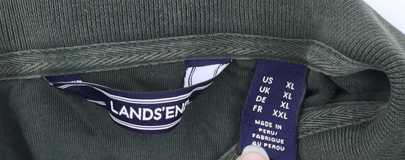Lands' End Men's Green XL Long Sleeve Polo Shirt