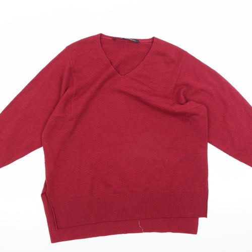 French Connection Women's Red V-Neck Pullover