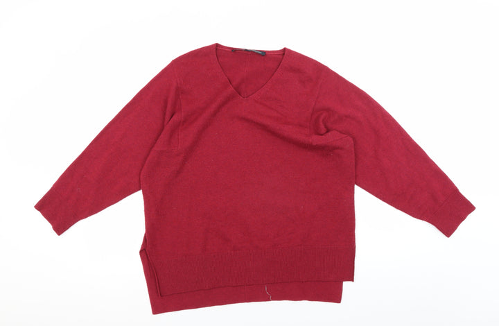 French Connection Women's Red V-Neck Pullover