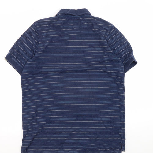 Brakeburn Men's Blue Striped Polo Shirt M
