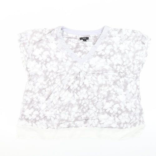 Simply Vera Vera Wang Women's Grey Floral Blouse XL