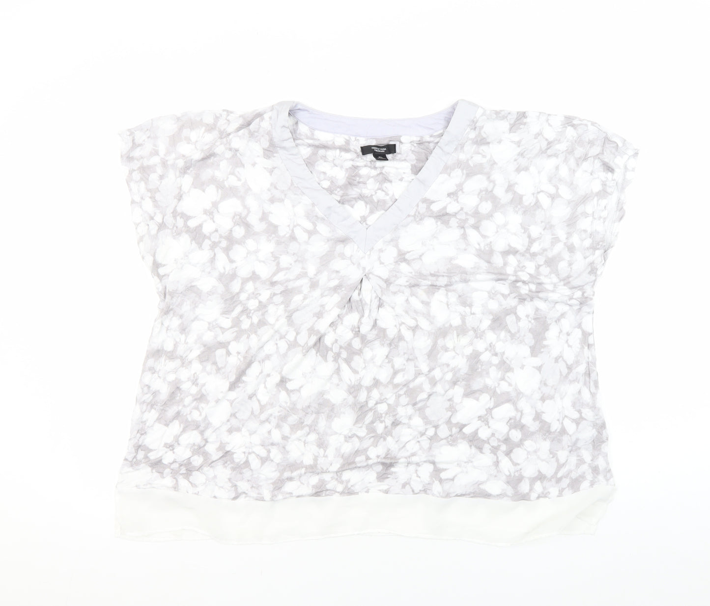 Simply Vera Vera Wang Women's Grey Floral Blouse XL