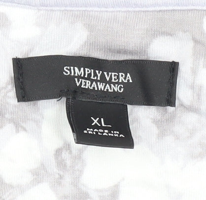 Simply Vera Vera Wang Women's Grey Floral Blouse XL