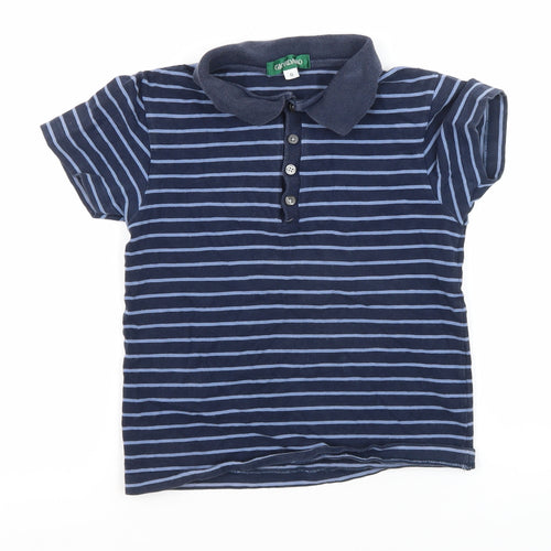 Giordano Boys Blue Striped Polo Shirt S, Casual Button-Down