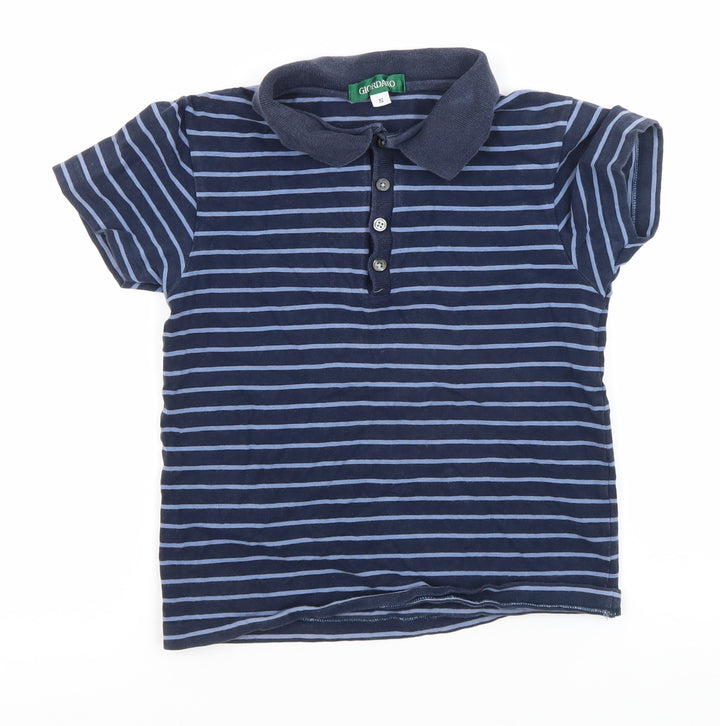 Giordano Boys Blue Striped Polo Shirt S, Casual Button-Down