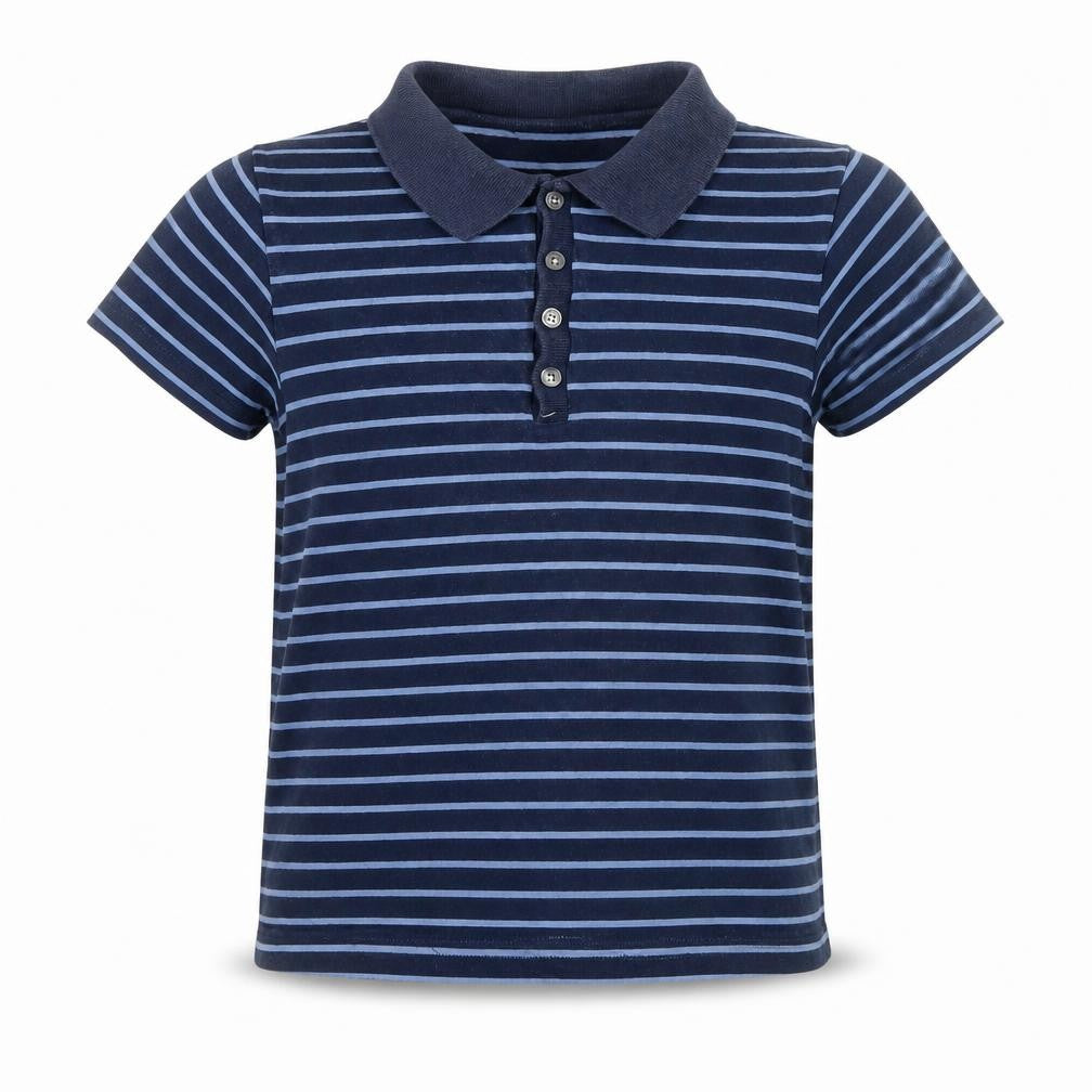 Giordano Boys Blue Striped Polo Shirt S, Casual Button-Down