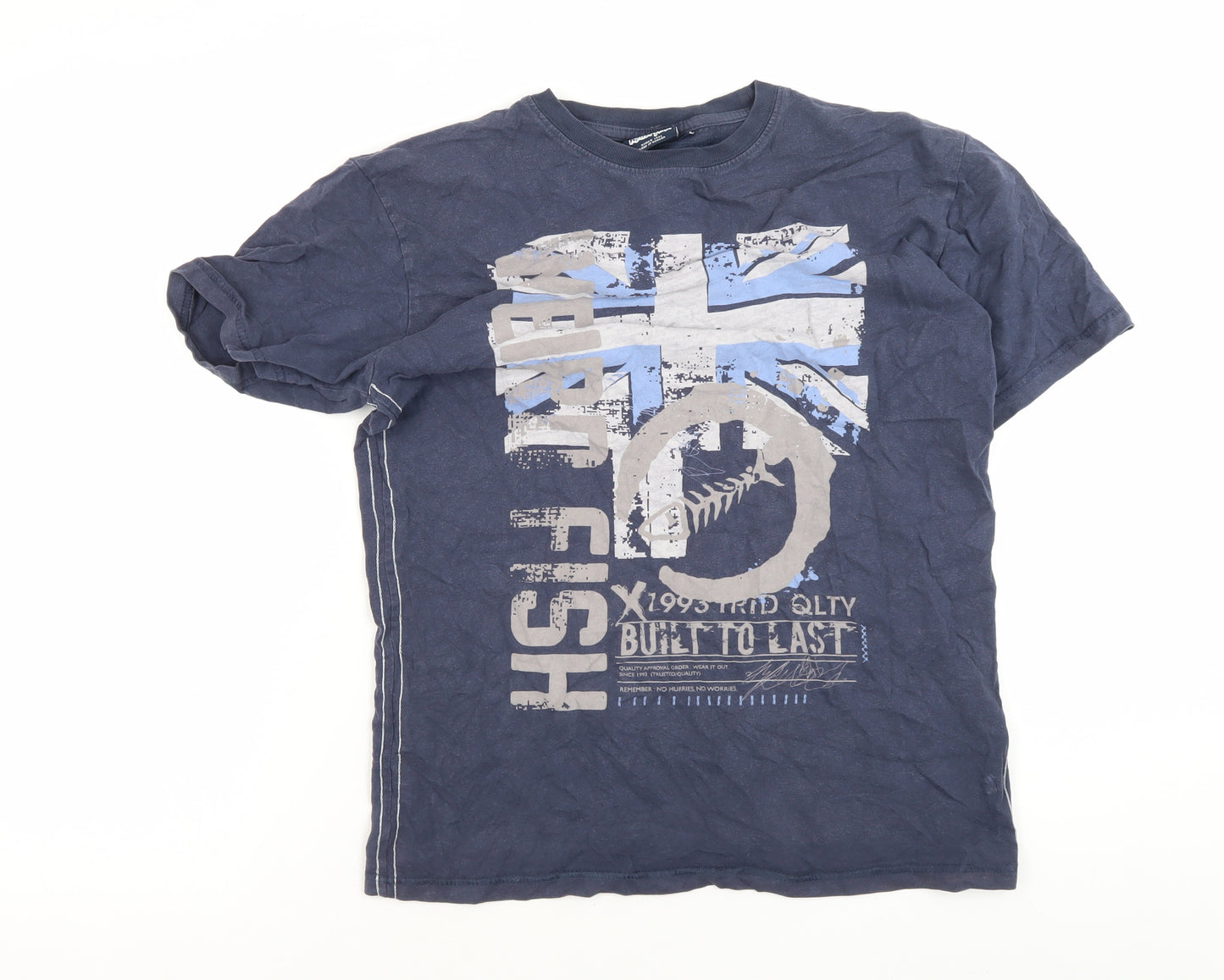Weird Fish Men's Blue Graphic T-Shirt, Small, Cotton Comfort