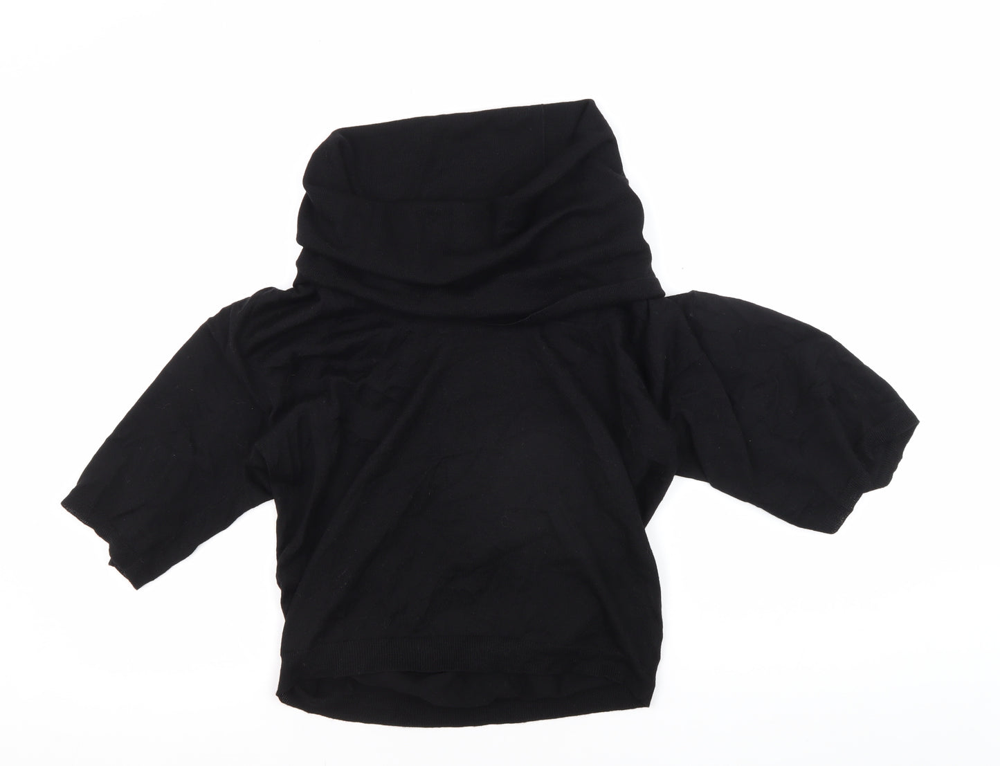 DKNY Women's Black Cowl Neck Jumper M Merino Wool