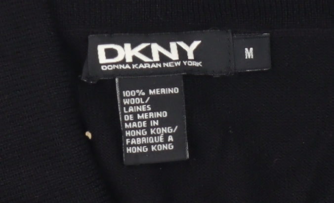 DKNY Women's Black Cowl Neck Jumper M Merino Wool
