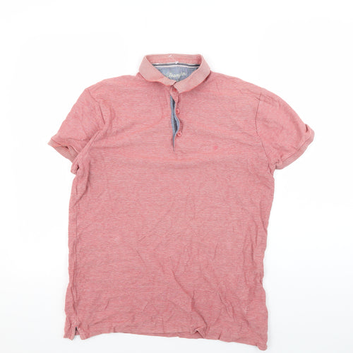 Wrangler Men's Red Striped Polo Shirt Size 12 Casual