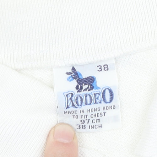Rodeo Men's White Polo Shirt, Short Sleeve, Size 10