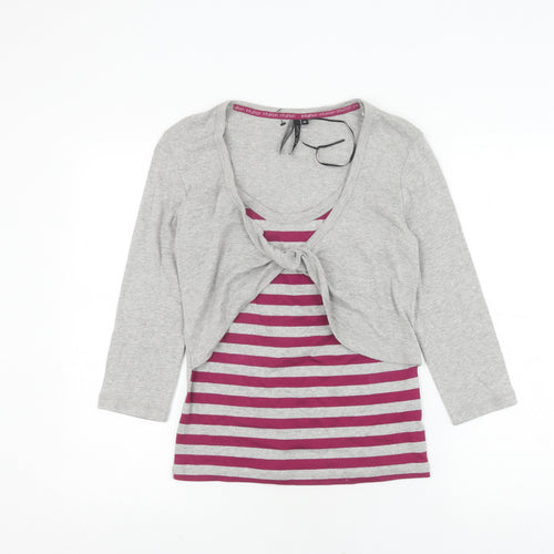 Intuition Women's Grey Striped T-Shirt Size 10