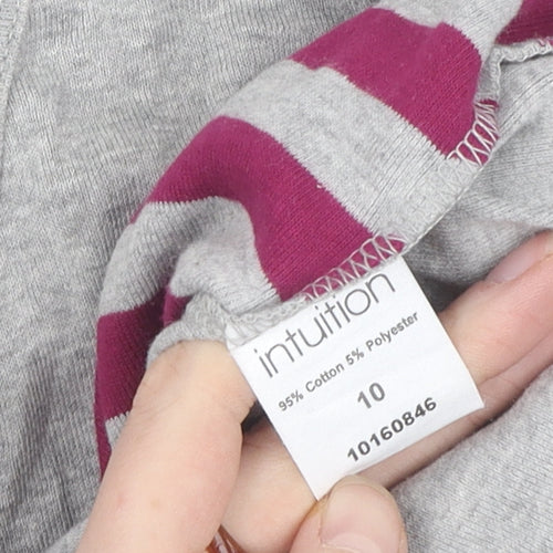 Intuition Women's Grey Striped T-Shirt Size 10