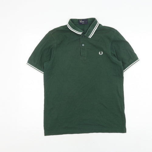 Fred Perry Men's Green Slim Fit Cotton Polo M