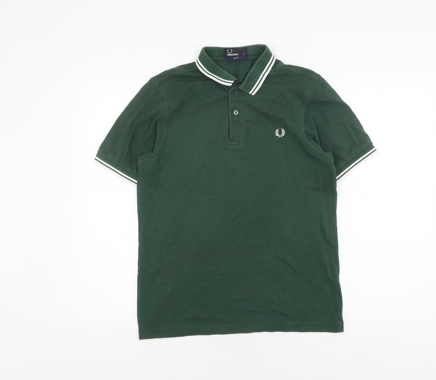 Fred Perry Men's Green Slim Fit Cotton Polo M