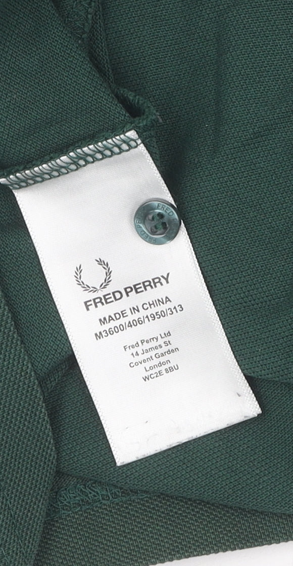 Fred Perry Men's Green Slim Fit Cotton Polo M