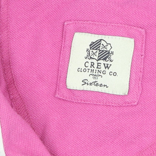 Crew Clothing Co Girls Pink Polo T-Shirt, Short Sleeve 16 Years