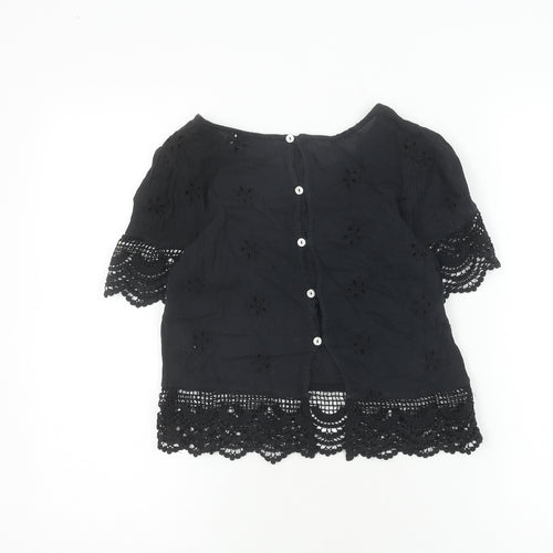 Hollister Women's Black Lace Cropped Blouse XS