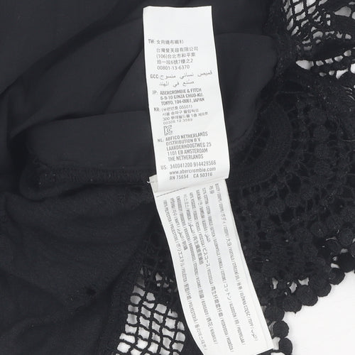 Hollister Women's Black Lace Cropped Blouse XS