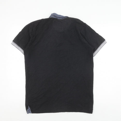 G33 Men's Black Polo L Short Sleeve Button Top