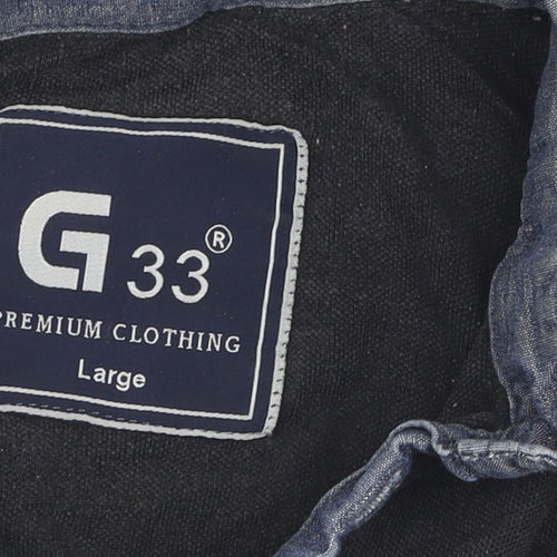 G33 Men's Black Polo L Short Sleeve Button Top