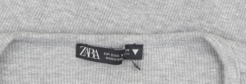 Zara Grey Cropped Button-Up Women's Long Sleeve