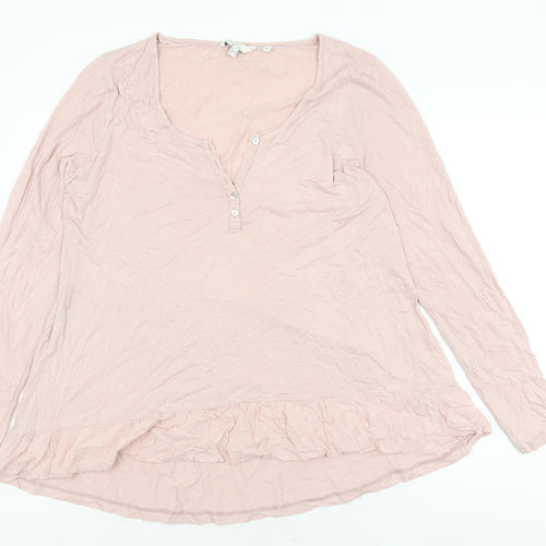 FatFace Women's Pink Button-Up Long Sleeve Top Size 16
