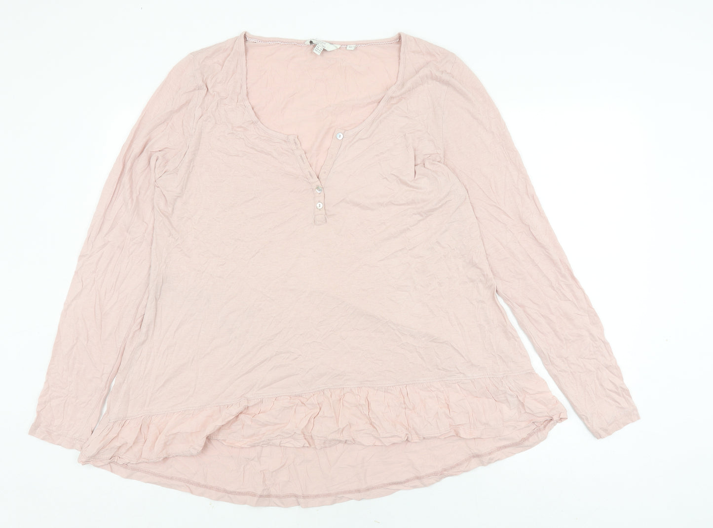 FatFace Women's Pink Button-Up Long Sleeve Top Size 16