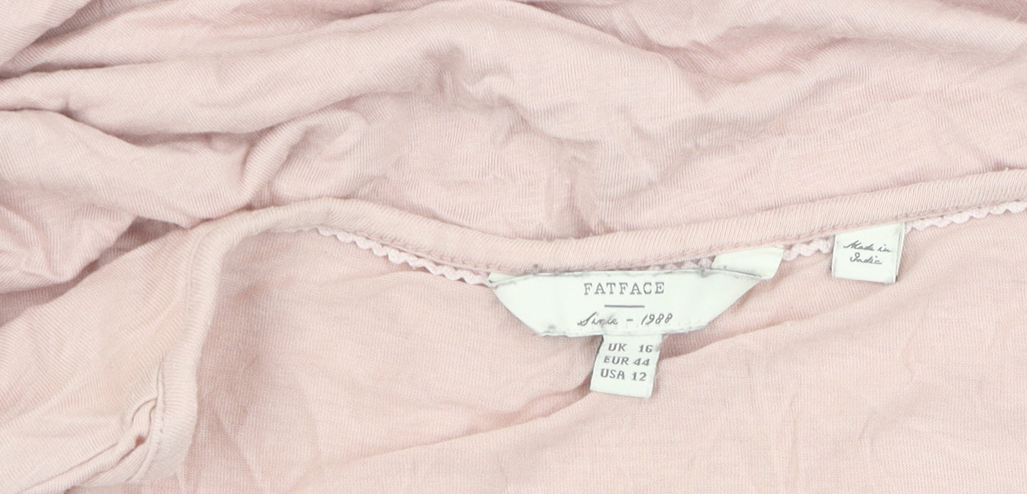 FatFace Women's Pink Button-Up Long Sleeve Top Size 16