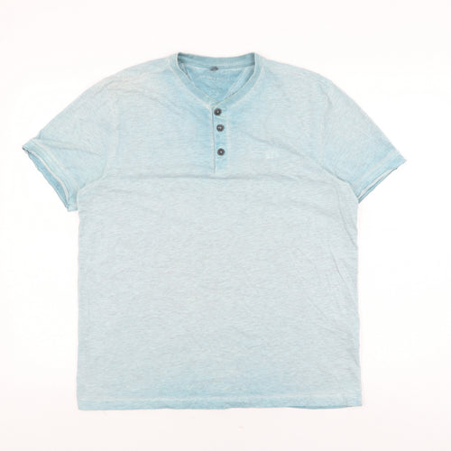 Debenhams Men's Blue Henley T-Shirt, Medium, Cotton
