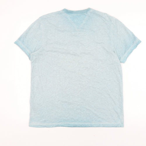 Debenhams Men's Blue Henley T-Shirt, Medium, Cotton