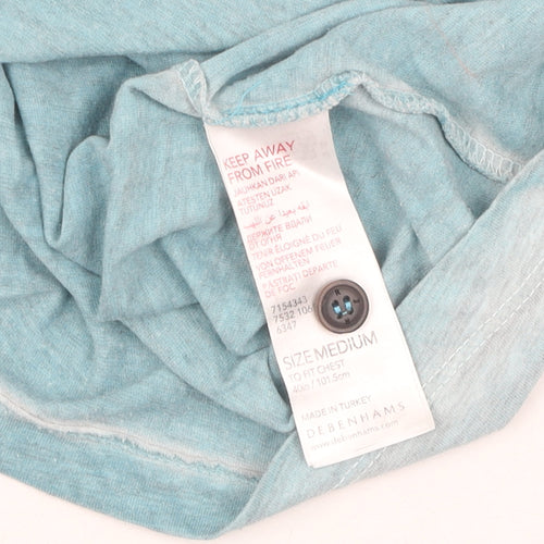 Debenhams Men's Blue Henley T-Shirt, Medium, Cotton