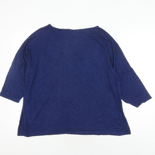 Marks and Spencer Women Blue 3/4 Sleeve Embroidered Top