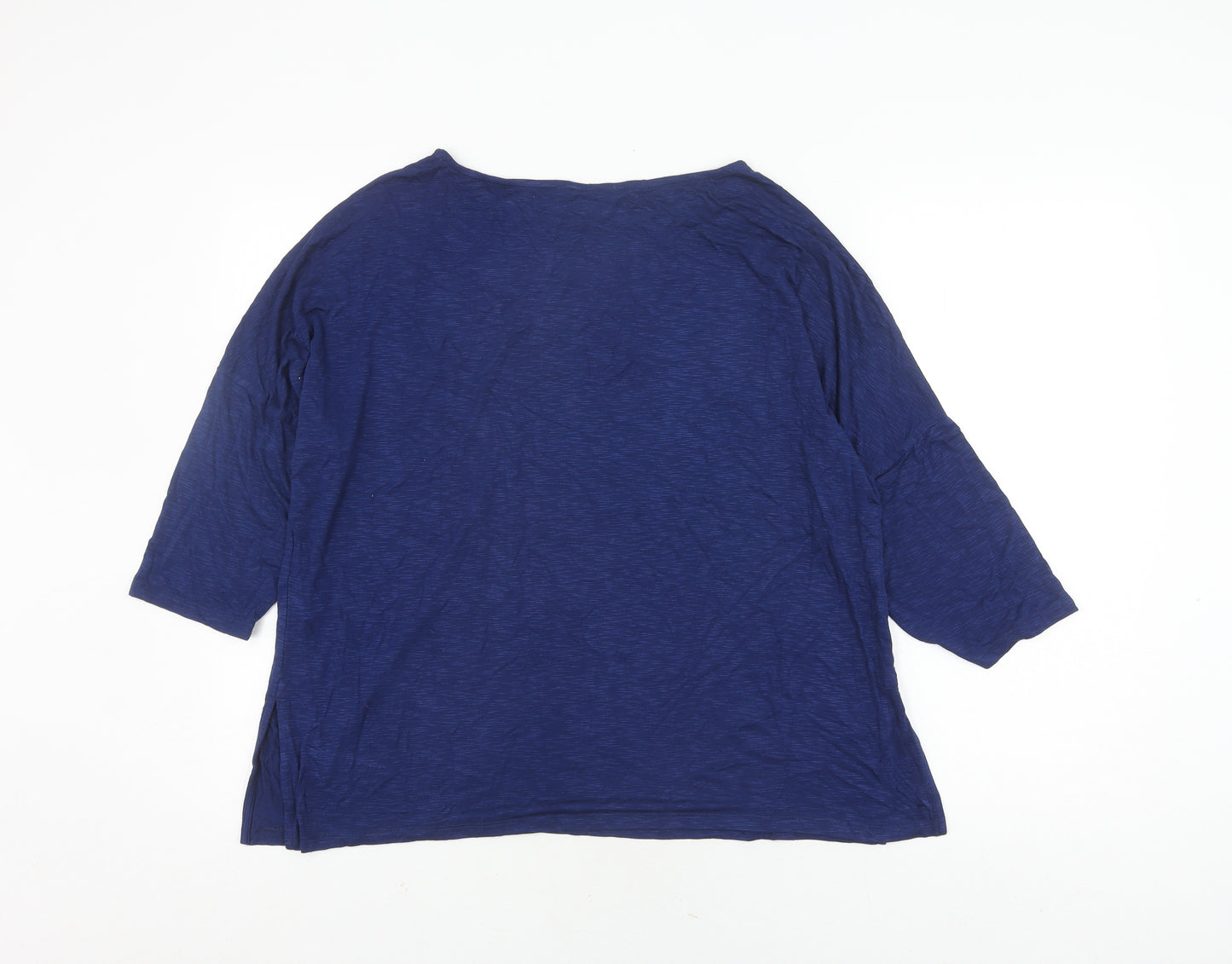 Marks and Spencer Women Blue 3/4 Sleeve Embroidered Top