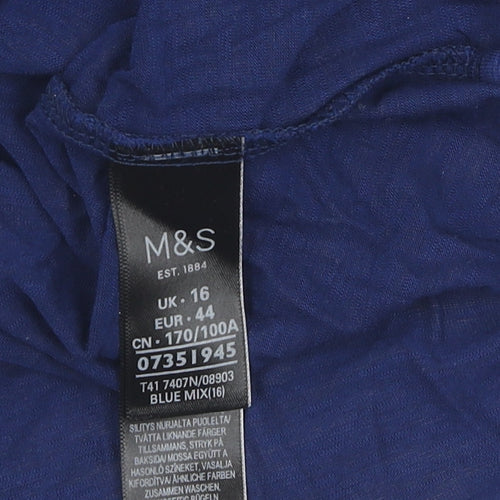 Marks and Spencer Women Blue 3/4 Sleeve Embroidered Top