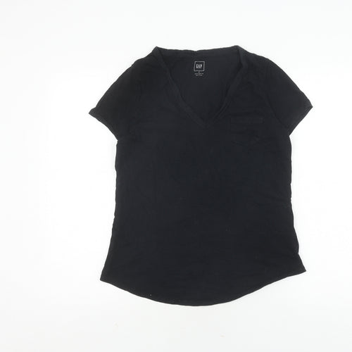Gap Women's Black V-Neck T-Shirt, Size M, Casual Style