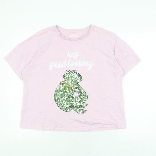 Disney Women's Pink Graphic T-Shirt - Size 16