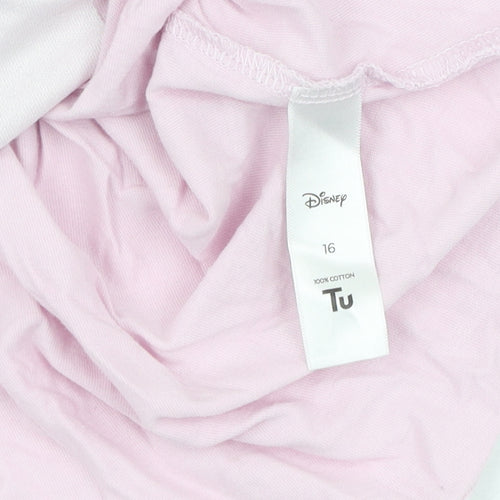 Disney Women's Pink Graphic T-Shirt - Size 16