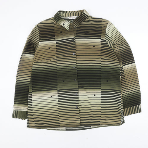 Bonmarché Women's Green Striped Button-Up Shirt