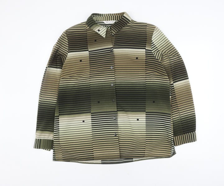 Bonmarché Women's Green Striped Button-Up Shirt