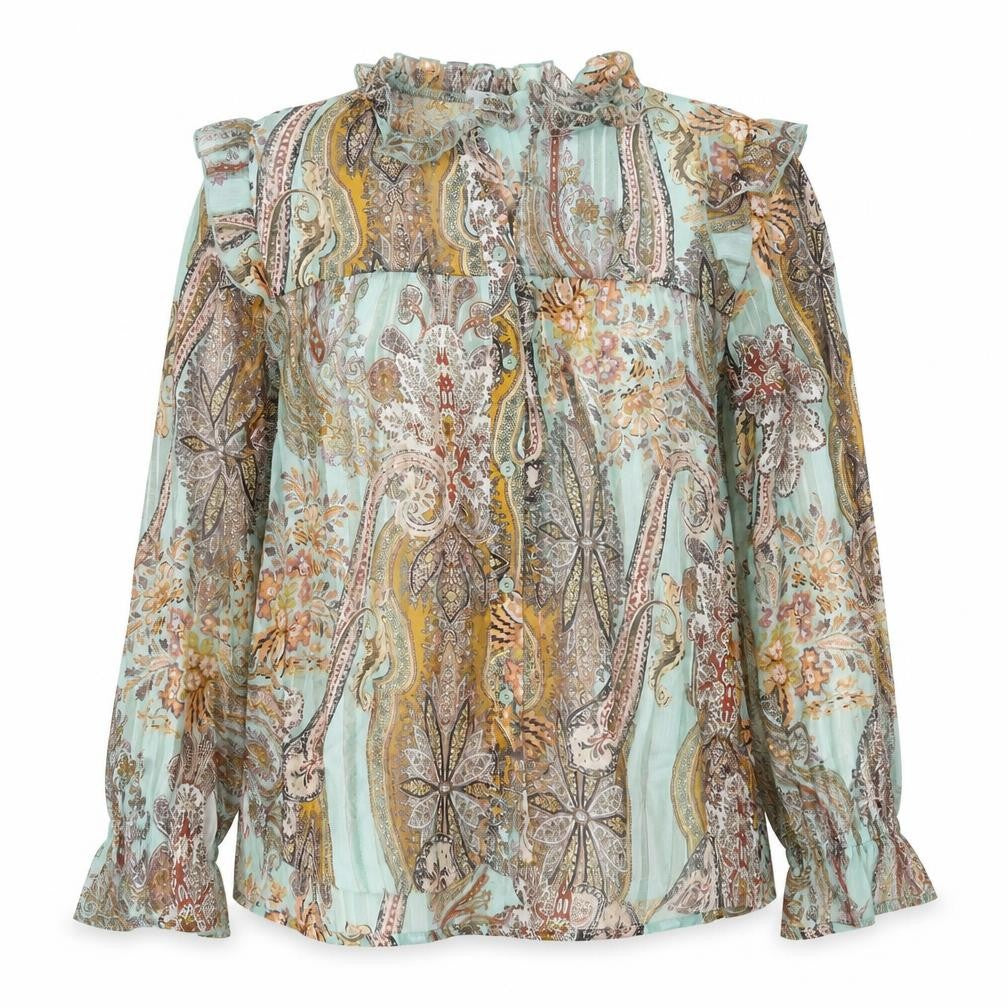 Front view of Jubylee Women's Multicoloured Paisley Blouse, size S