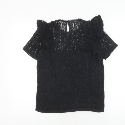 New Look Women's Black Lace Blouse Short Sleeve