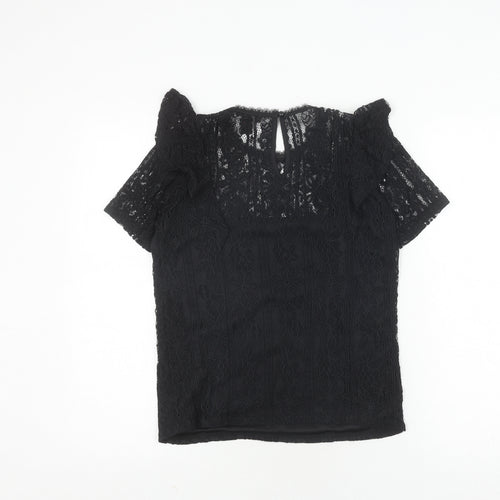 New Look Women's Black Lace Blouse Short Sleeve