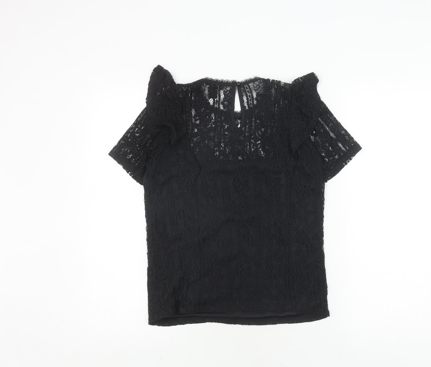 New Look Women's Black Lace Blouse Short Sleeve