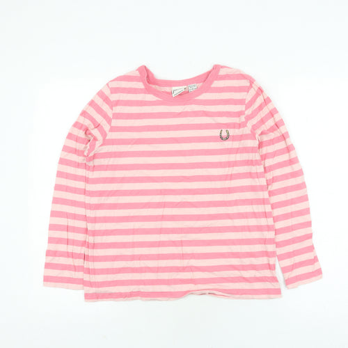 Joanie Girls Pink Striped Ringer T-Shirt XS