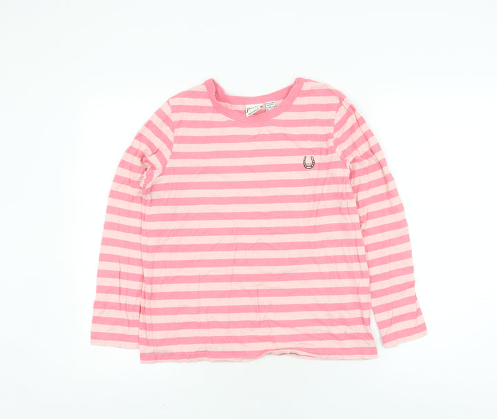 Joanie Girls Pink Striped Ringer T-Shirt XS