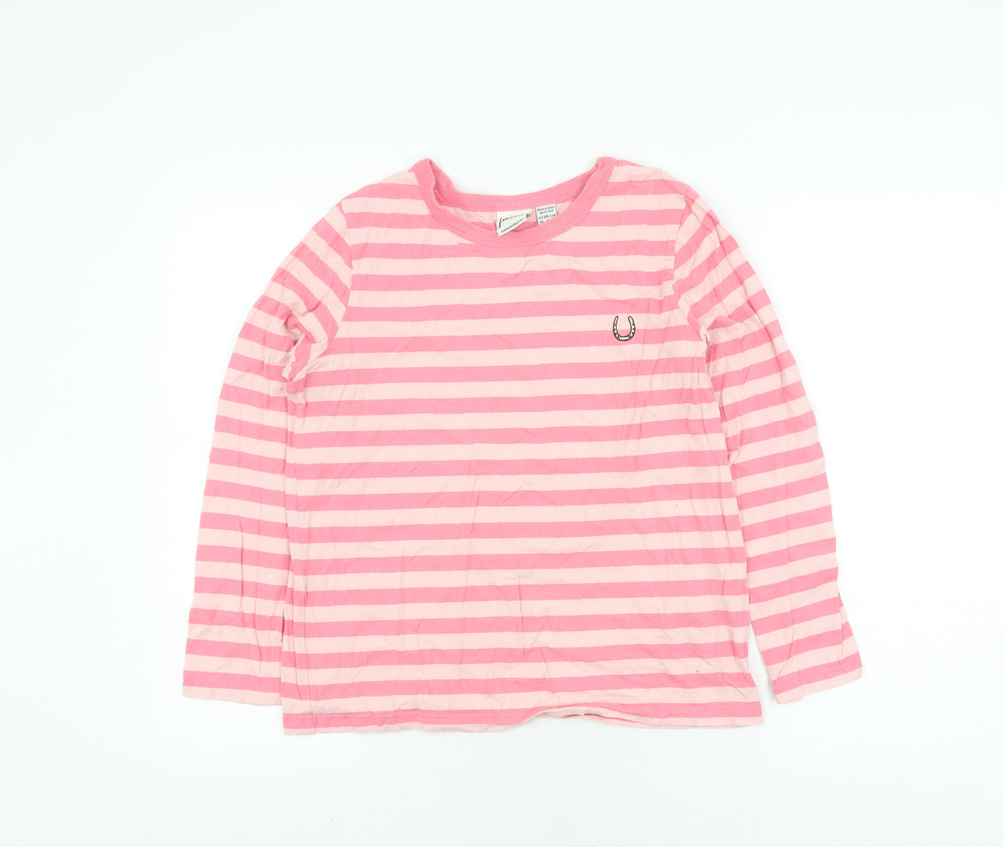 Joanie Girls Pink Striped Ringer T-Shirt XS