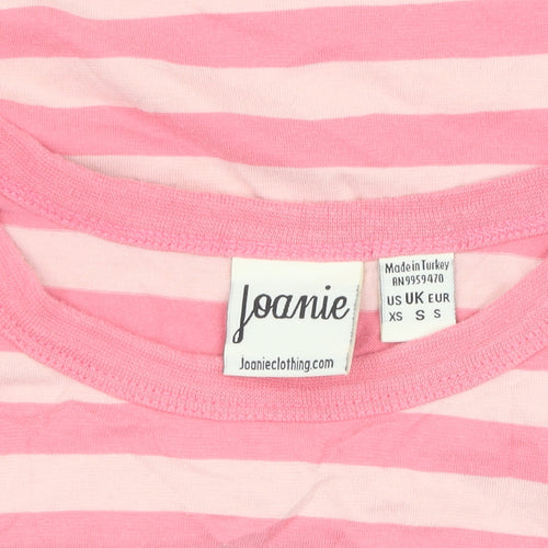 Joanie Girls Pink Striped Ringer T-Shirt XS