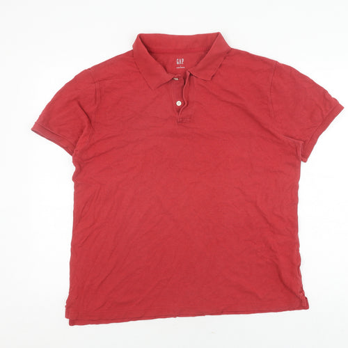 GAP Men's Red Polo Shirt L - Short Sleeve, Cotton