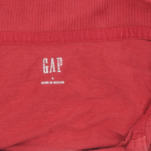 GAP Men's Red Polo Shirt L - Short Sleeve, Cotton